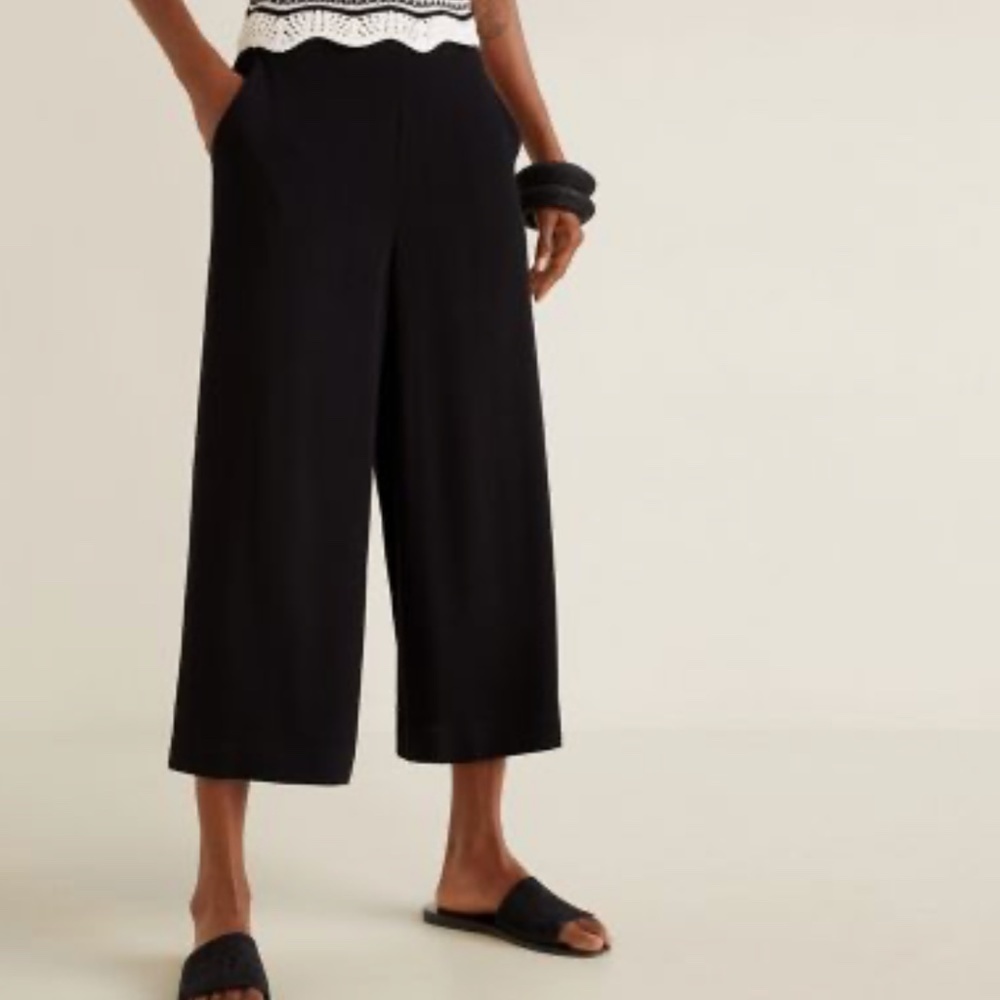 Viola Borghi Linen Pants Baggy Wide leg Parachute Cropped Paper Waist Pockets S